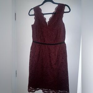 LOFT Burgundy Lace Midi Dress